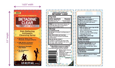 betadine spray.jpg MAXIMUM STRENGTH BETADINE® CLEAR SPRAY 6 OZ 177 ML - betadine spray